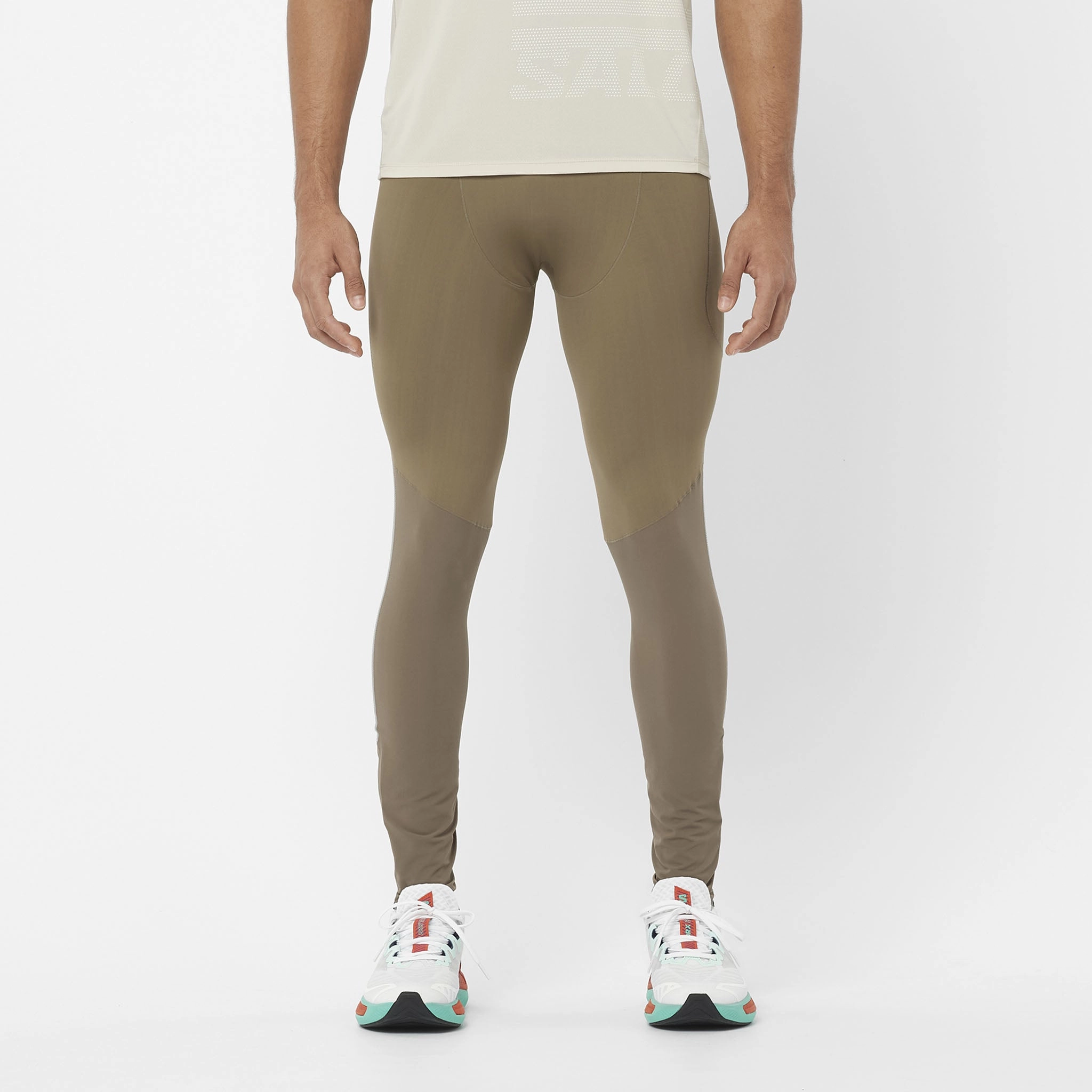 Salomon | Men's Sense Aero Stow Tights - Shitake Minimalist Seamless Cut Pressure Dispersion Nodes
