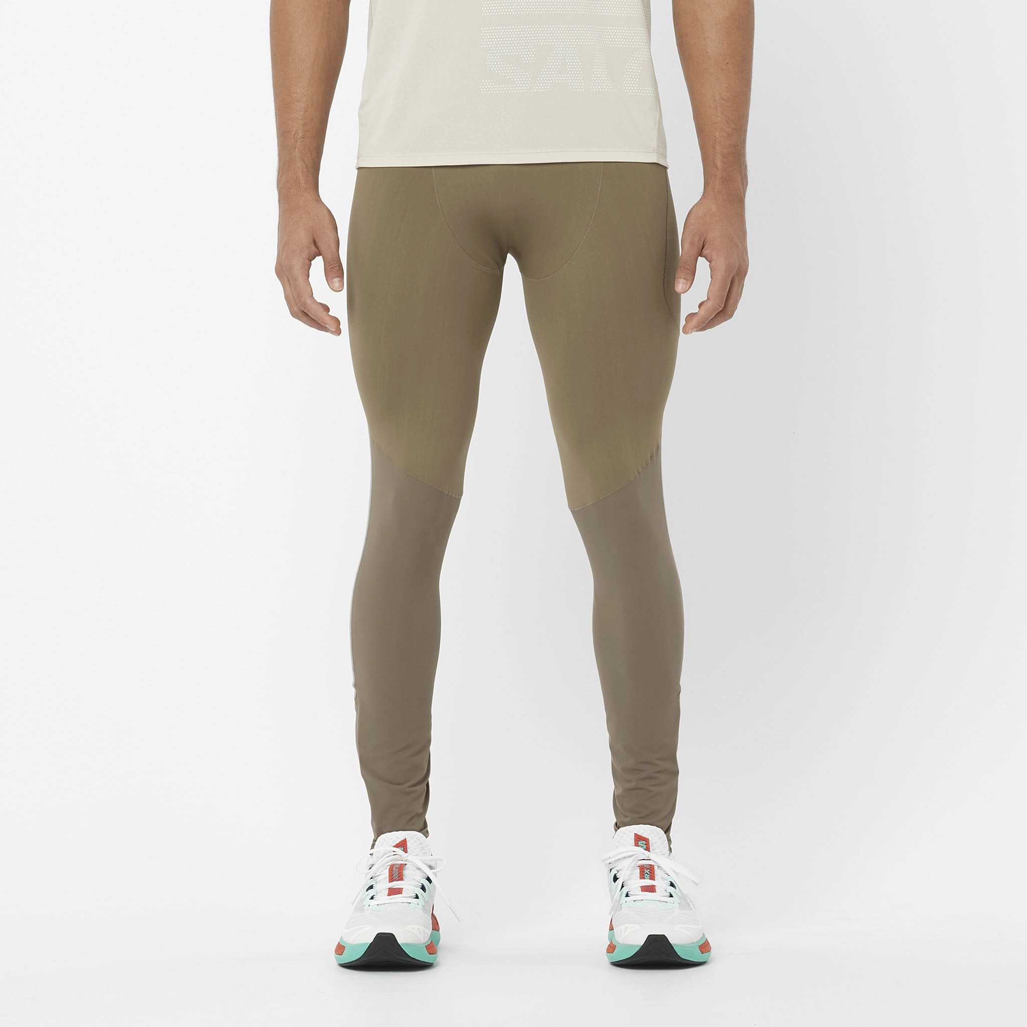 Salomon | Men's Sense Aero Stow Tights - Shitake DoubleStitched Durability Abrasion Prevention Layer