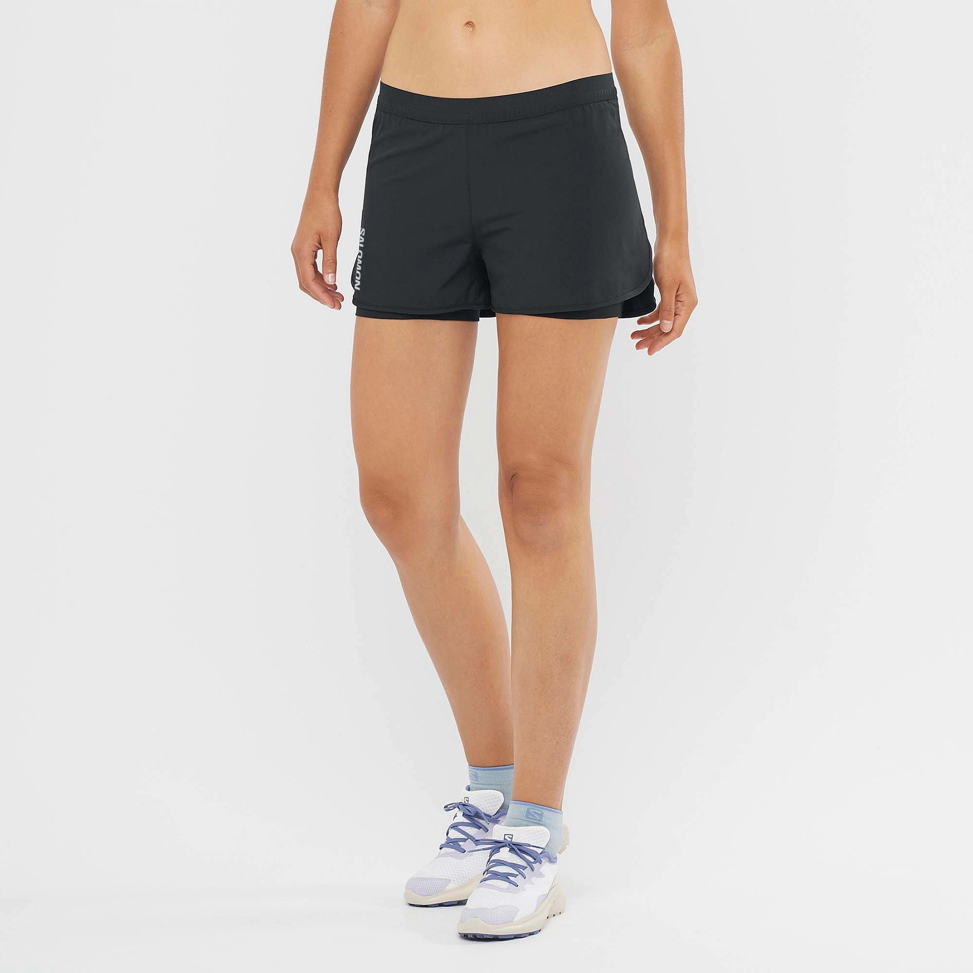 geometric Salomon | Women's Cross 2in1 Shorts - Deep Black