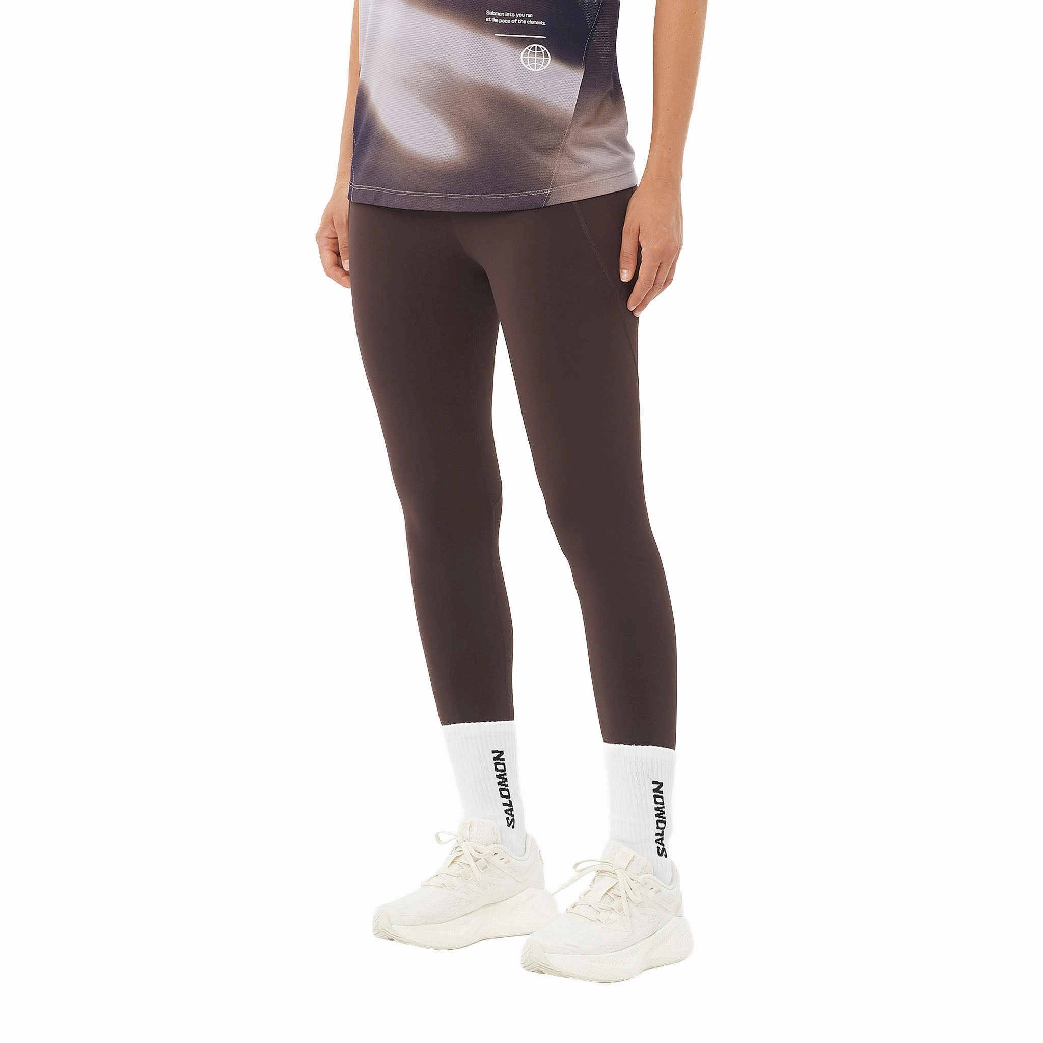 Salomon | Women's SHAKEout BLISS 25" Tights - Coffee Bean Multi Directional Flex fashion show venue