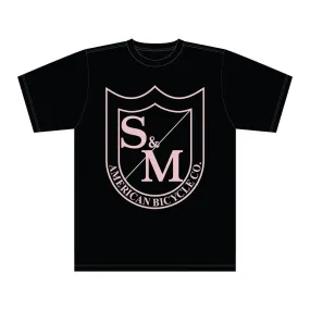 Breathable mesh panel S&M Big Shield T-Shirt - Pink On Black