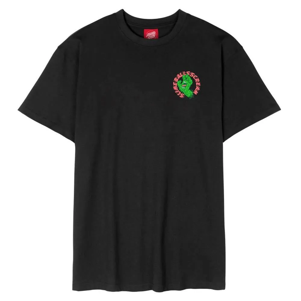 Non Irritating Seams Multi Panel Structure Santa Cruz SB Hand T-shirt - Black