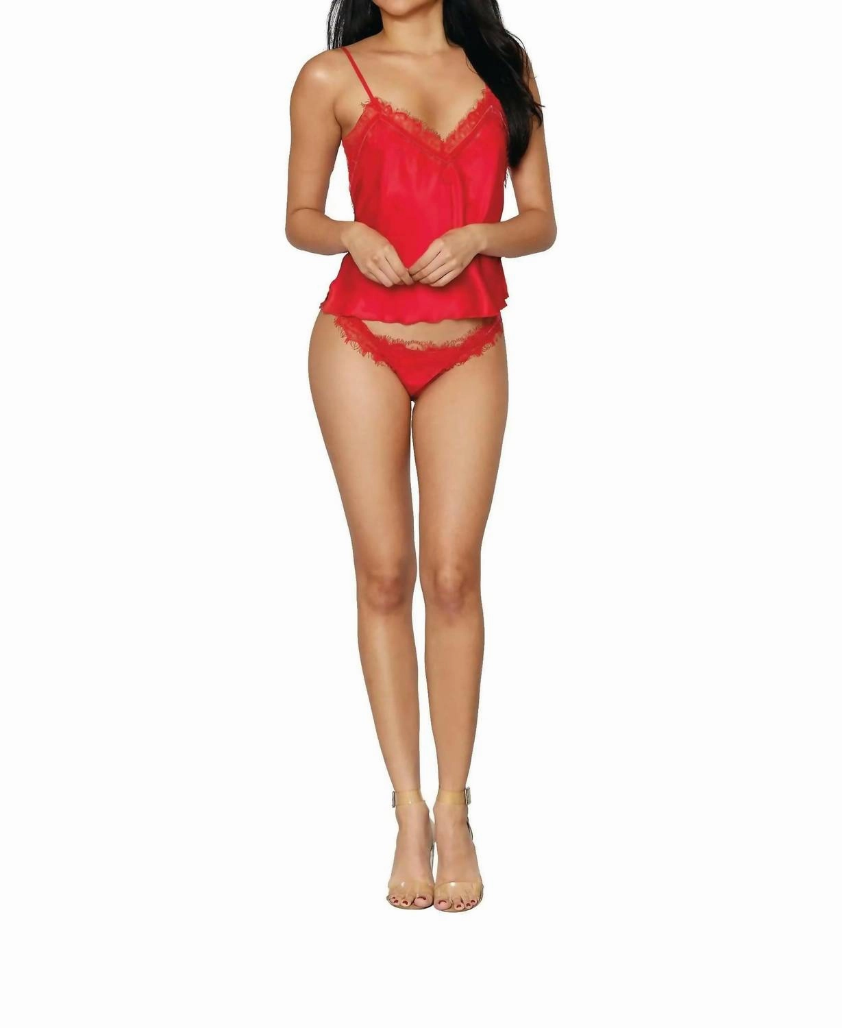Satin 2 Piece Set In Lipstick Red Oversized Comfort