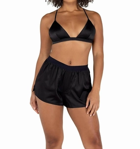 Reversible design NoSlip Grip Satin Lounge Set In Black