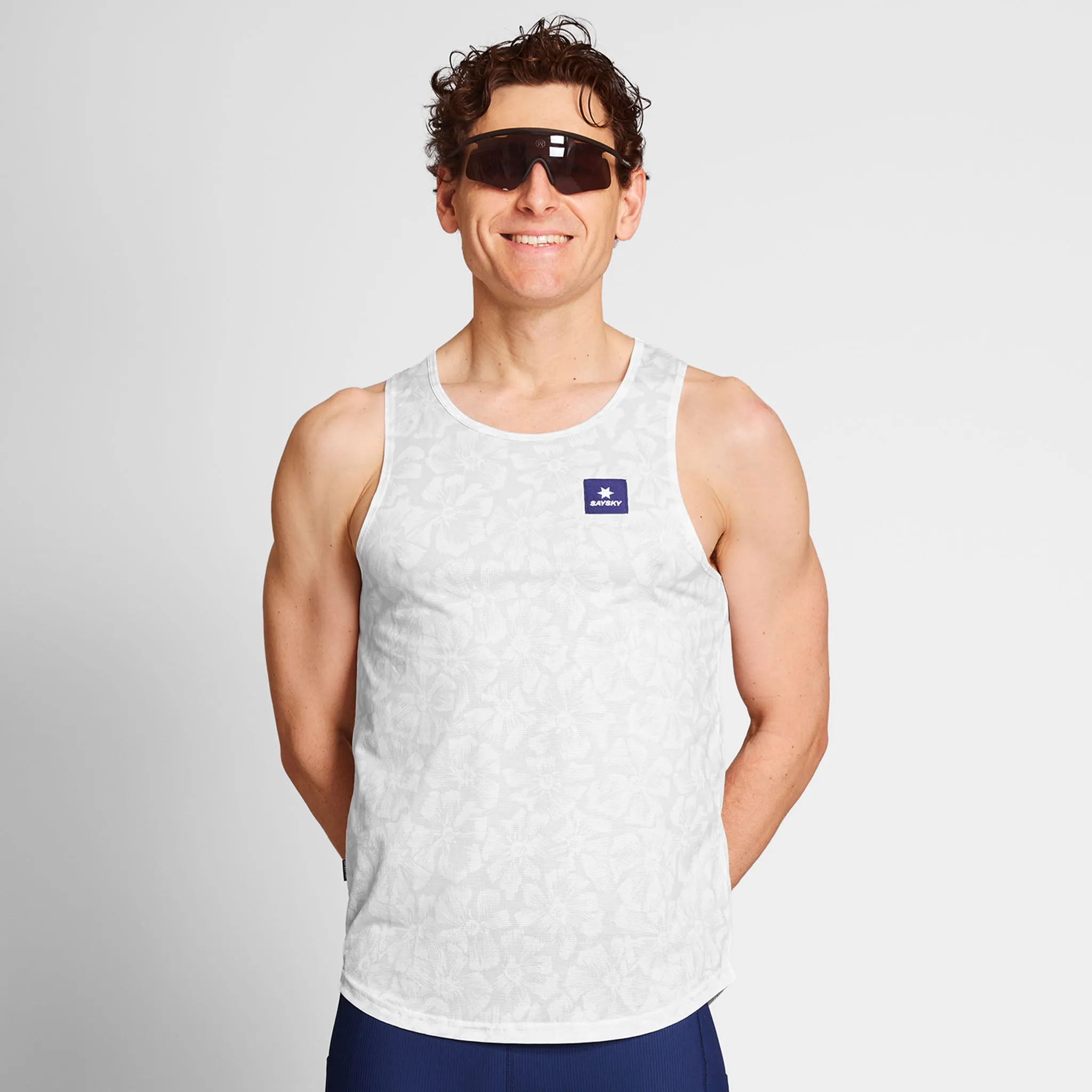 desert SAYSKY | Men's Flower Combat Singlet - White AOP