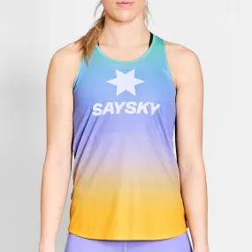 SAYSKY | Women's Drip Dye Flow Singlet - Purple AOP Quick Recovery Fabric Stretchable Material