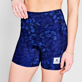 OdorBlocking Antimicrobial Finish SAYSKY | Women's Flower Combat  Short Tights 7" - Blue AOP