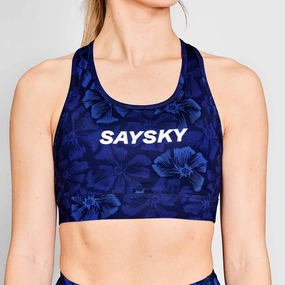 Ankle Support Tension Dispersion System SAYSKY | Women's Flower Combat Sports Bra - Blue AOP