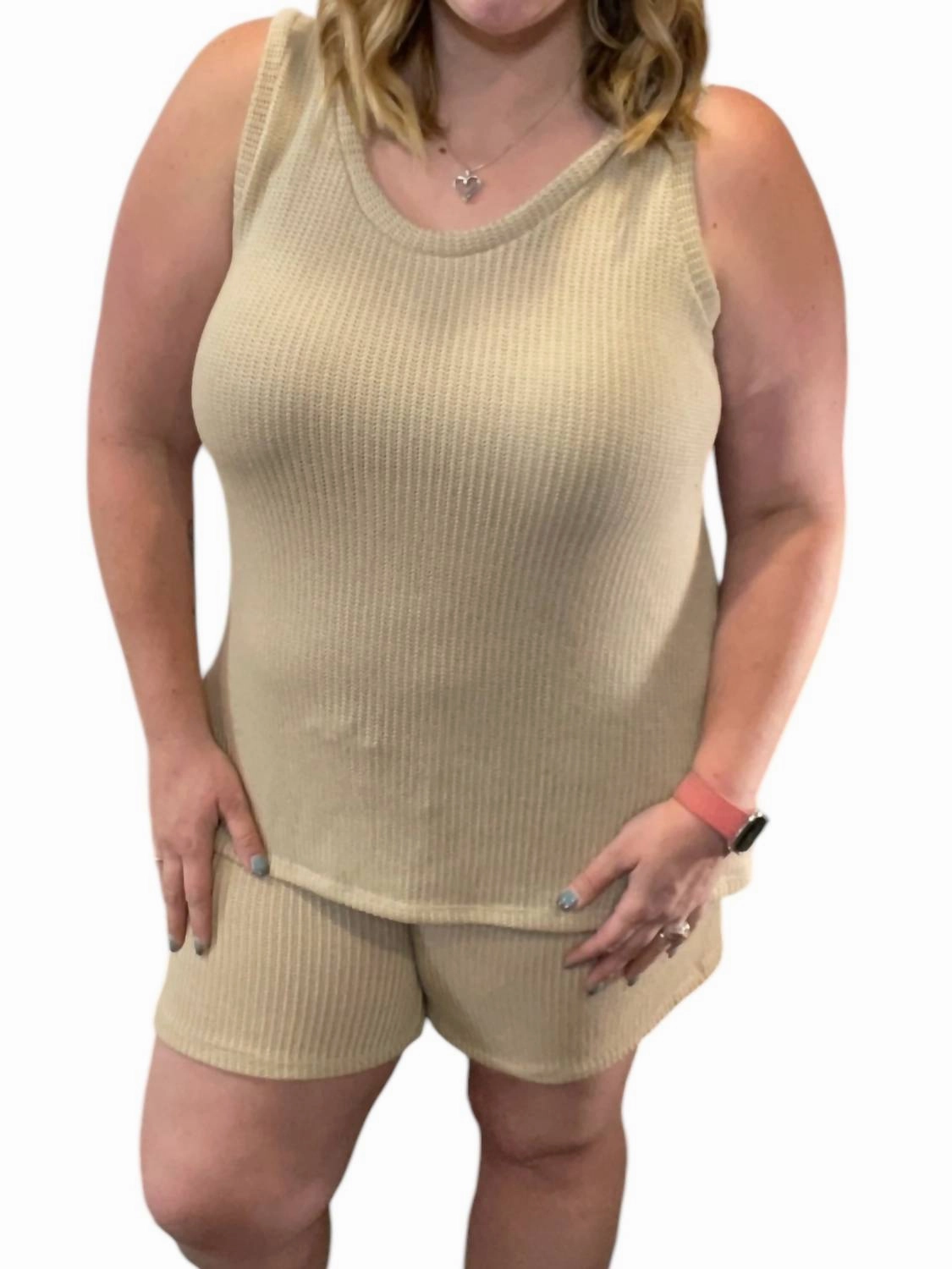 Scoopneck Pocket Short Lounge Set In Stone NonIrritating Seams Cozy Feel