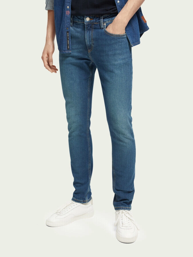 Scotch & Soda 165606_0543 Skim Skinny Jeans Men's Classic Blue Denim MCWW181 Artist Vibe Durable Travel Outfit Music Event
