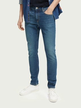 Scotch & Soda 165606_0543 Skim Skinny Jeans Men's Classic Blue Denim MCWW181 Artist Vibe Durable Travel Outfit Music Event