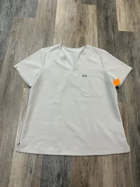 Scrub Top Short Sleeve By Figs In Tan, Size: L GarmentWashedFinish