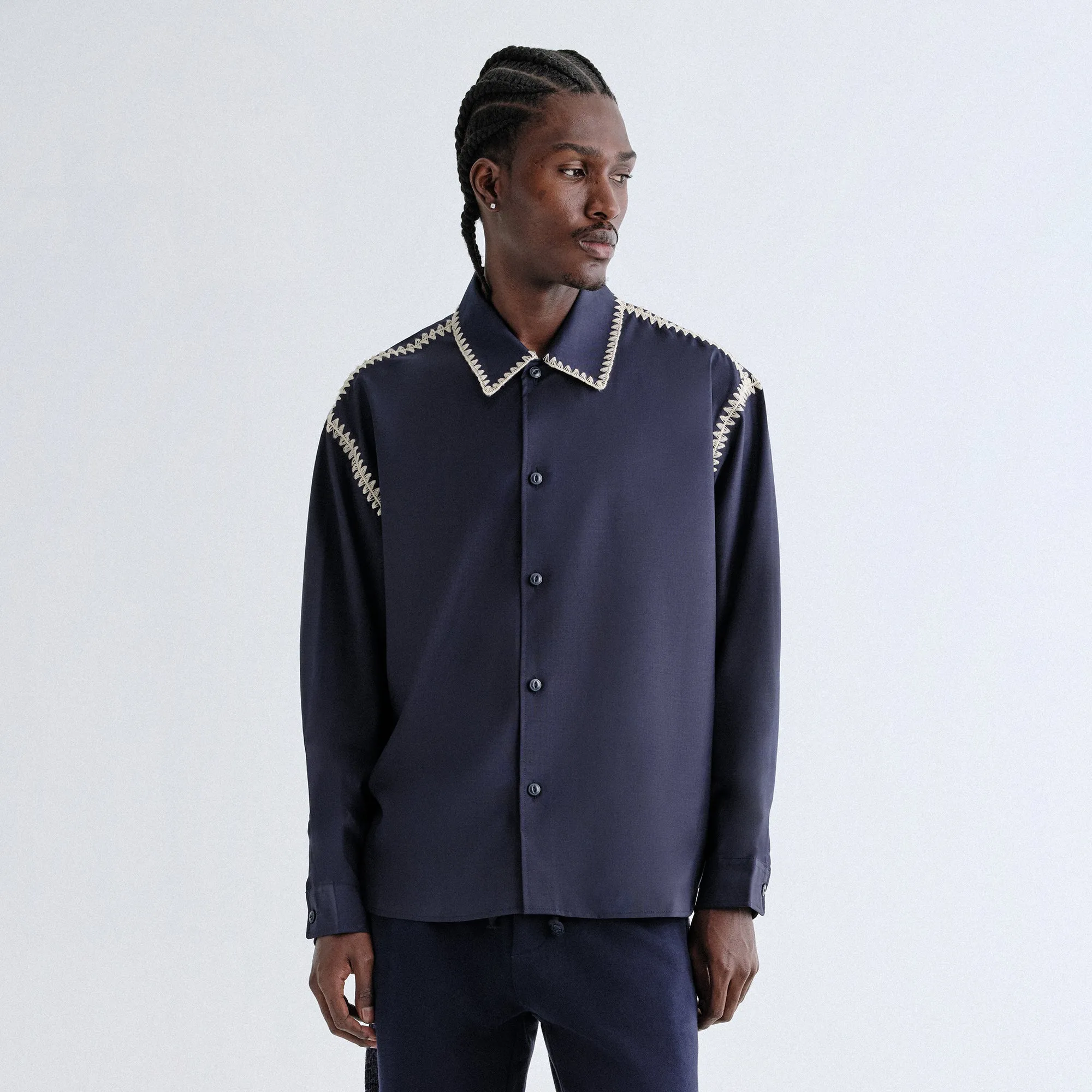 Kith Crochet Detail Apollo Shirt - Nocturnal Durable Material Local Favorite