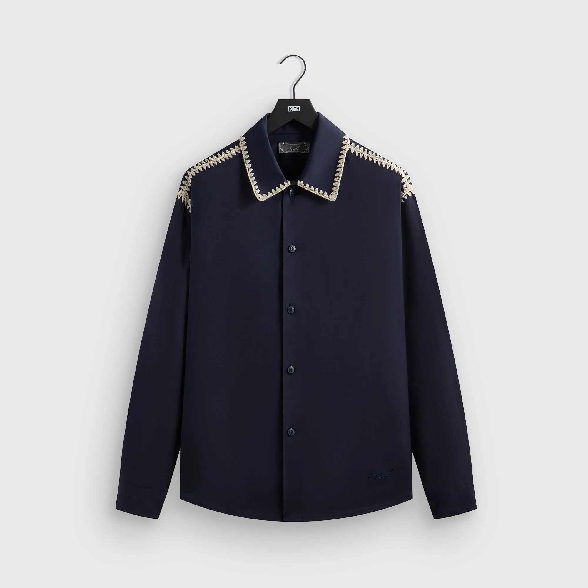 Fall Foliage Stretch Fabric Kith Crochet Detail Apollo Shirt - Nocturnal