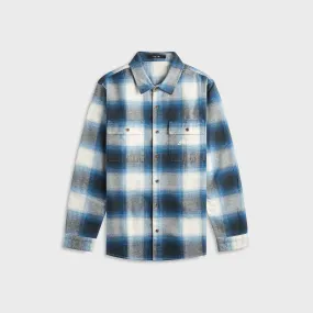 Ksubi Rosebowl Long Sleeve Shirt - Salted Blue Textured Finish Relaxed Style