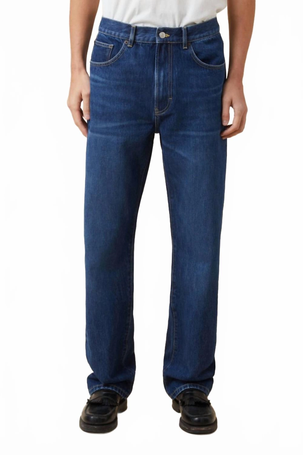 State Classict Straight Leg Jeans In Tom Mid Blue Wash Balanced Look