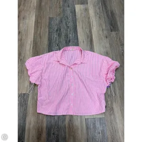 Blouse Short Sleeve By Entro In Striped Pattern, Size: L SheerLayering Ribbed Knit Fabric