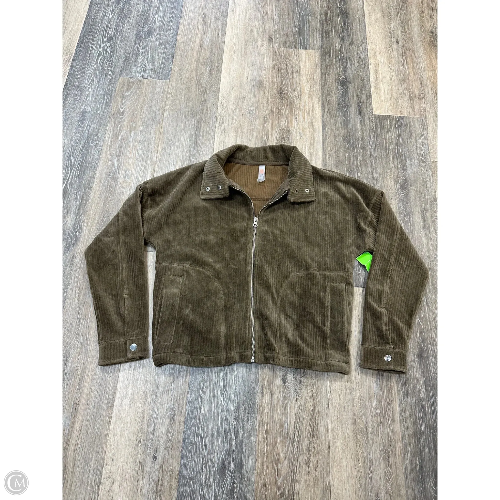 Formal Wear Wrinkle Resistant Athletic Jacket By Mono B In Green, Size: S