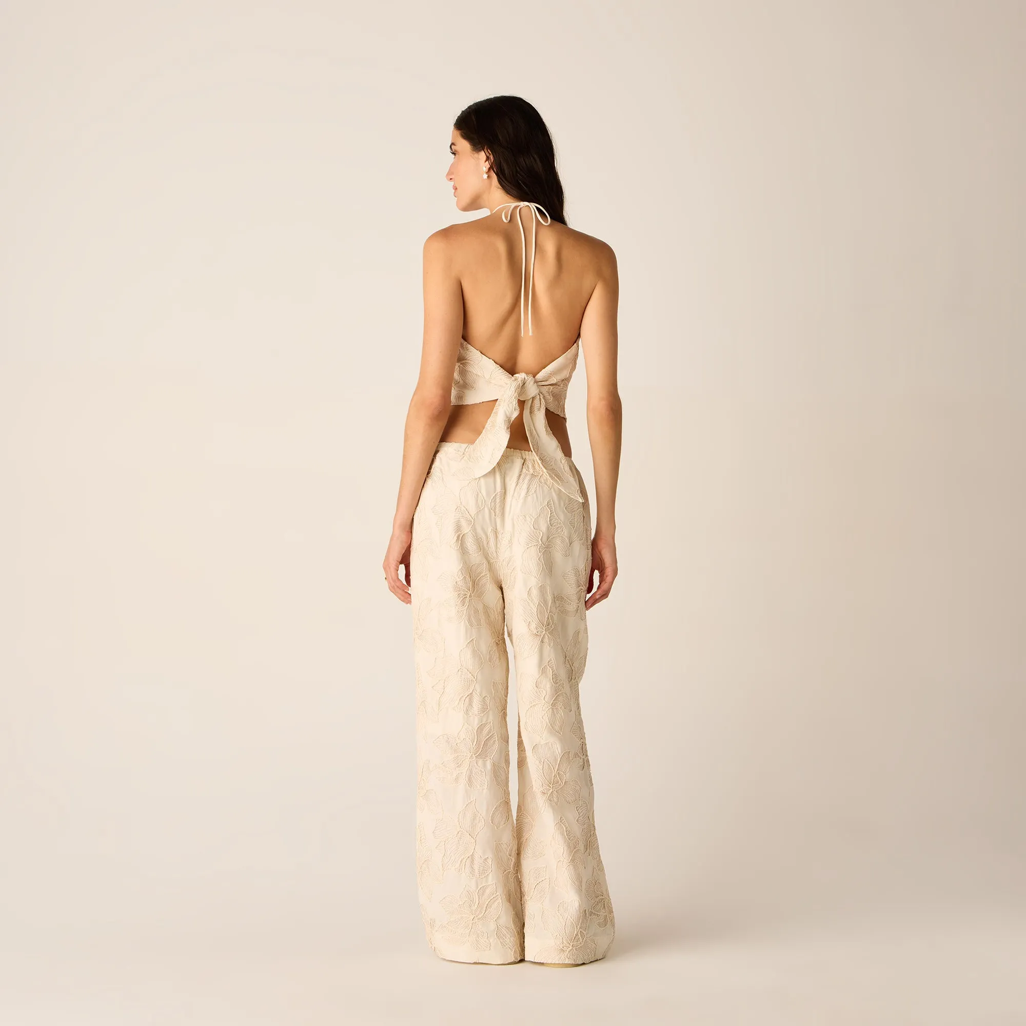 Kith Women Kumi Floral Embroidered Halter - Sandrift Visible