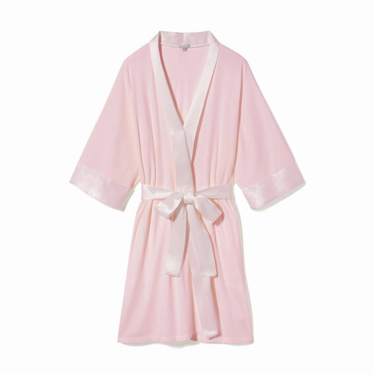 Drapey Texture Shala Rib Knit Camono Robe In Blush