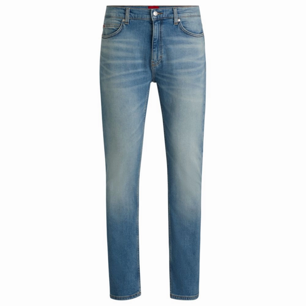 Soft Road Trip Youth Style Morning Stroll Streetwear Fan Slim-fit jeans in mid-blue stretch denim