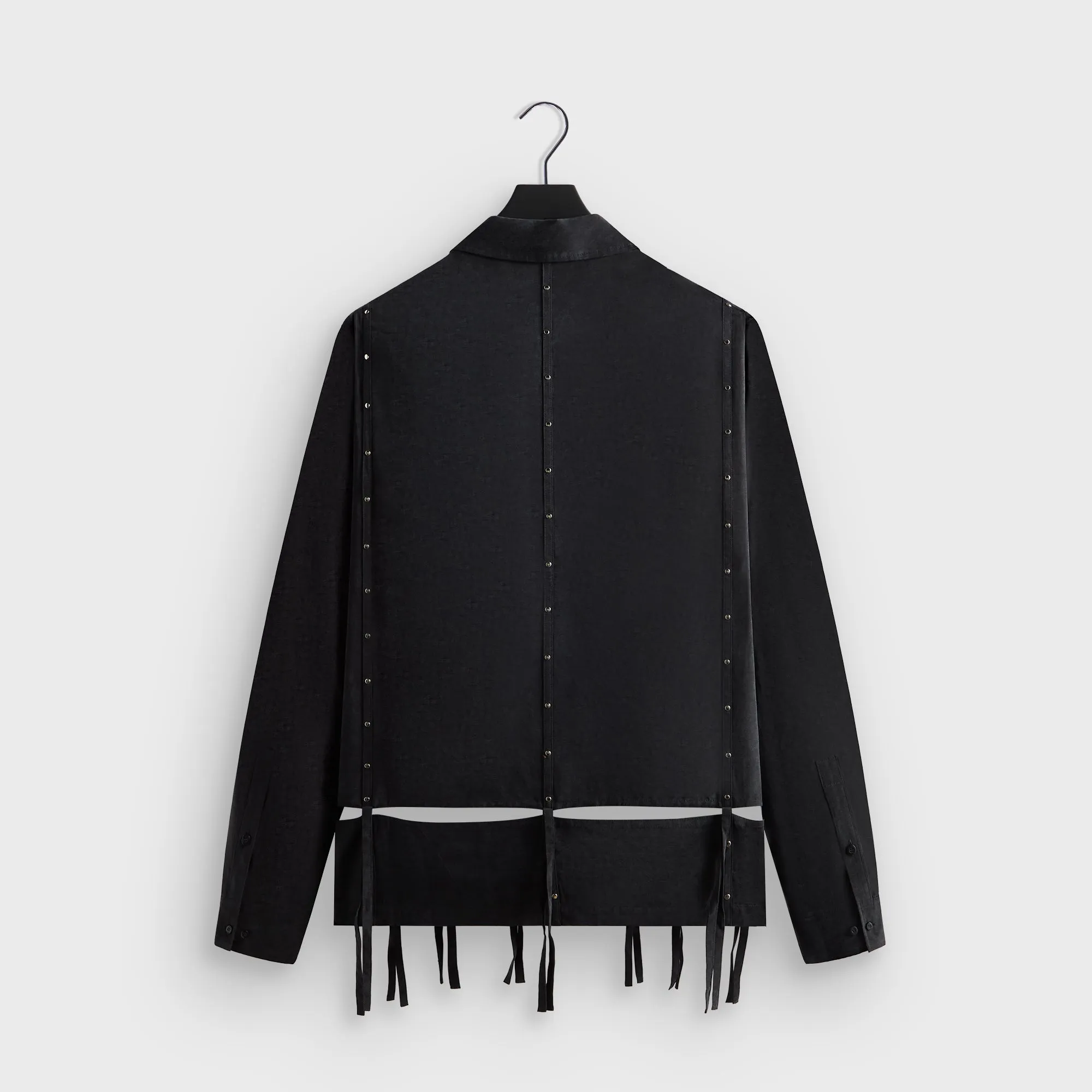 Designer Look Petite Fit &Kin Ribbon Long Sleeve Boxy Collared Overshirt - Black