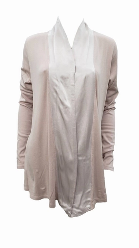Tagless Comfort FourWay Stretch Shelby Satin Trimmed Robe With Pockets In Clay