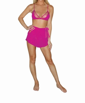 fade resistant color Shiffon & Lace Pajama Set In Azalea