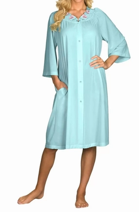Short 3/4 Sleeve Button Down Robe In Seadoam Ultra Soft Weave