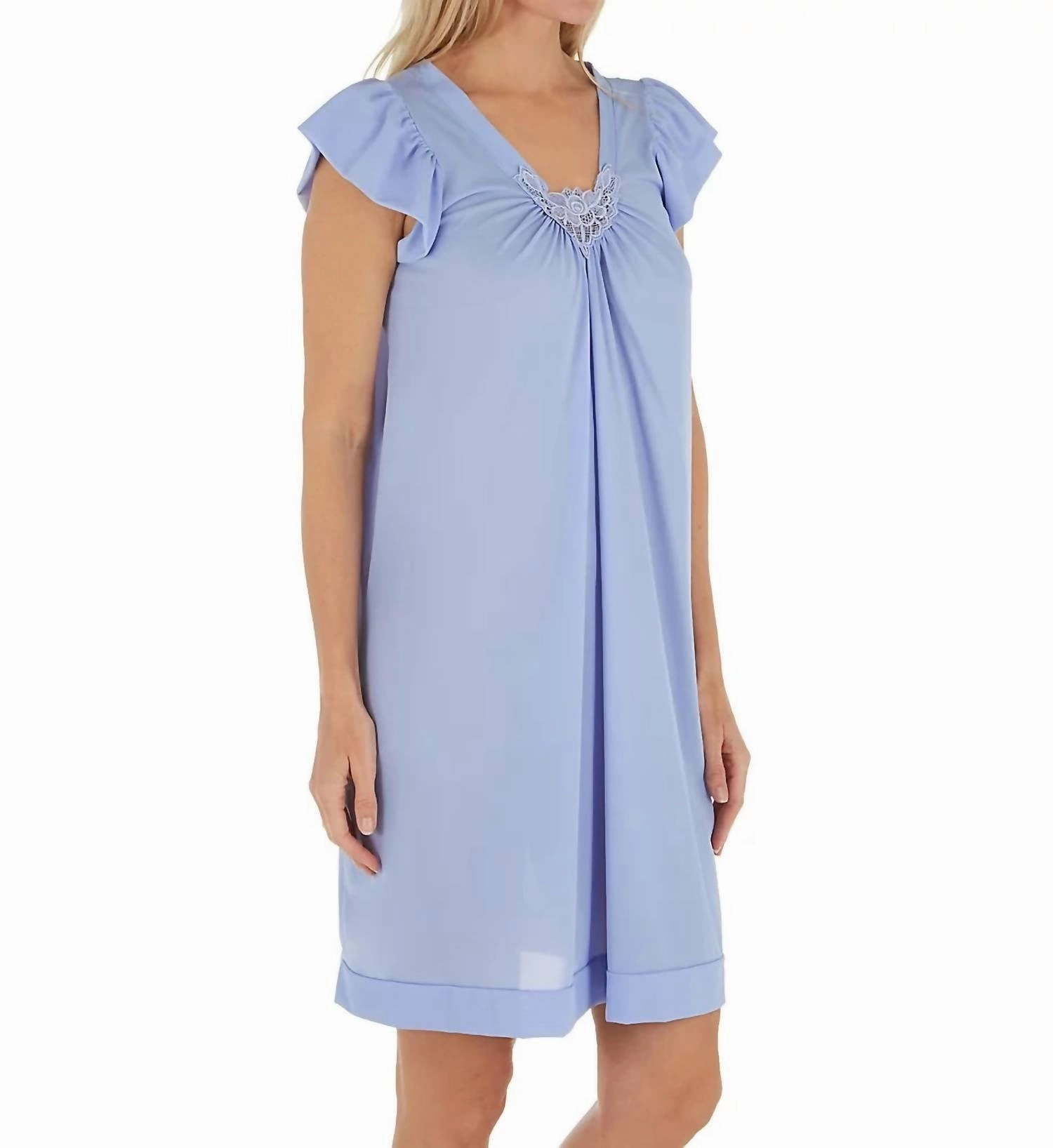 Short Cap Sleeve Nightgown In Lilac Reinforced Neckline Organic Cotton Blend