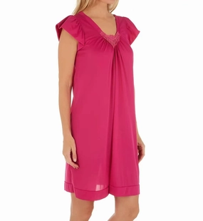 Short Cap Sleeve Nightgown In Raspberry fade resistant color
