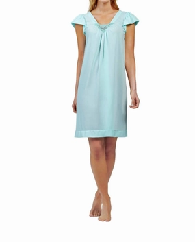 Short Cap Sleeve Nightgown In Seafoam NoRoll Waistband Design Flexible Stretch Material