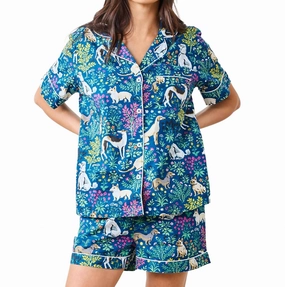 Double Layered Collar Oversized Silhouette Short Pajama Set In Must Love Dogs