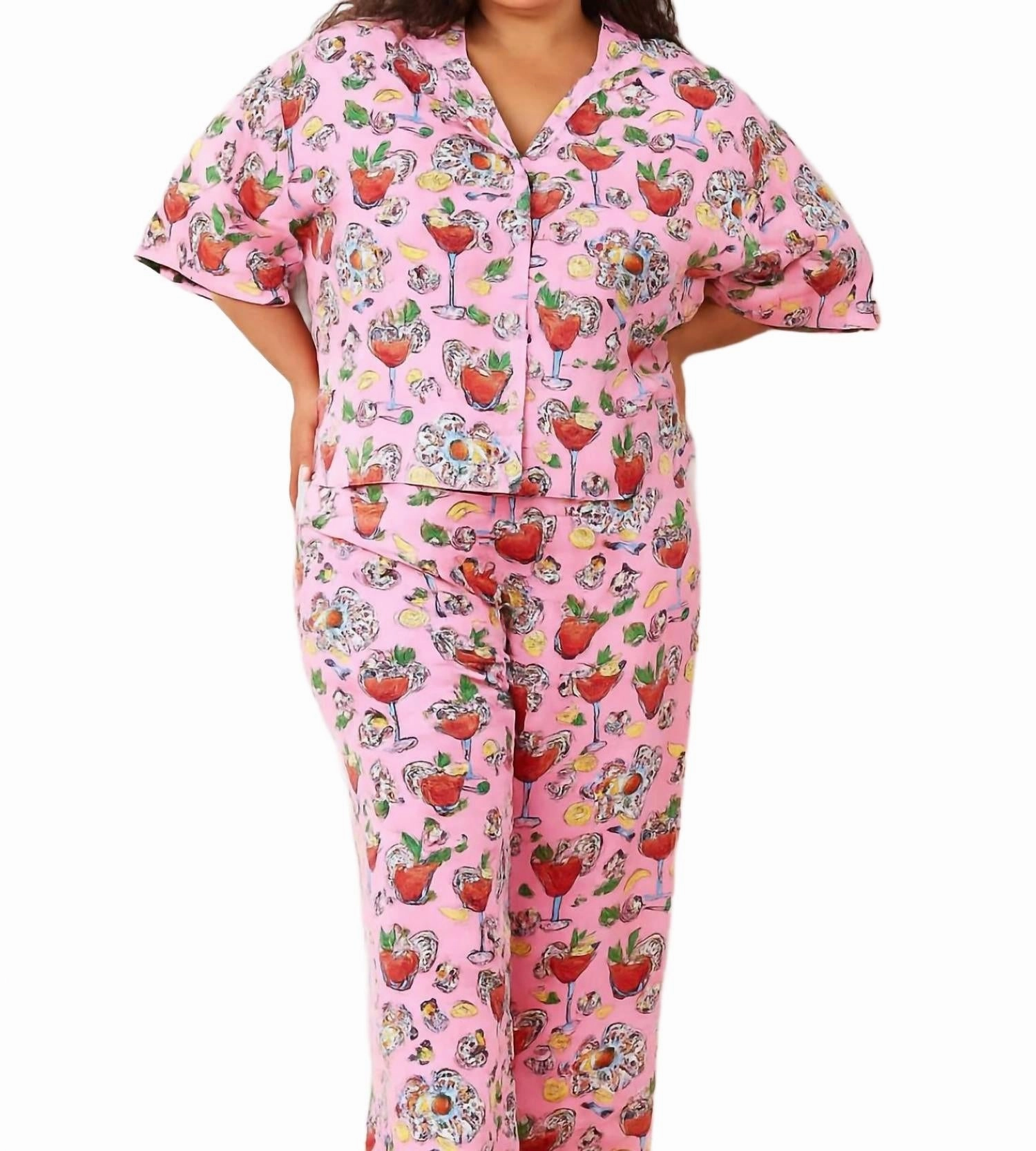 Shrimp Cocktail Pajama Set - Plus In Pink High Rise Fit