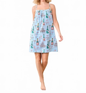 Comfort waistband NonRestrictive Design Cami Square Neck Nightgown In Champagne Tower Soft Blue