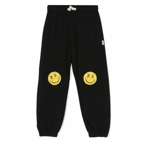 Versatile Wearable LightweightConstruction Black Smiley Brush Sweatpants