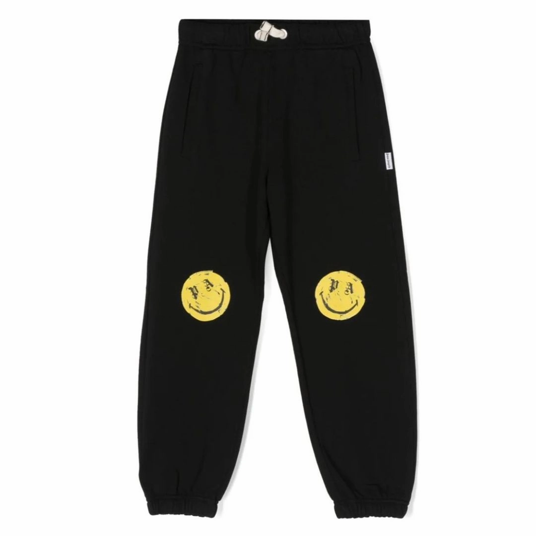 WrinkleResistantMaterial Temperature Regulating Fabric Black Smiley Brush Sweatpants