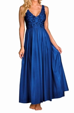 Silhouette 53 Inch Sleeveless Long Gown In Navy Durable Blends
