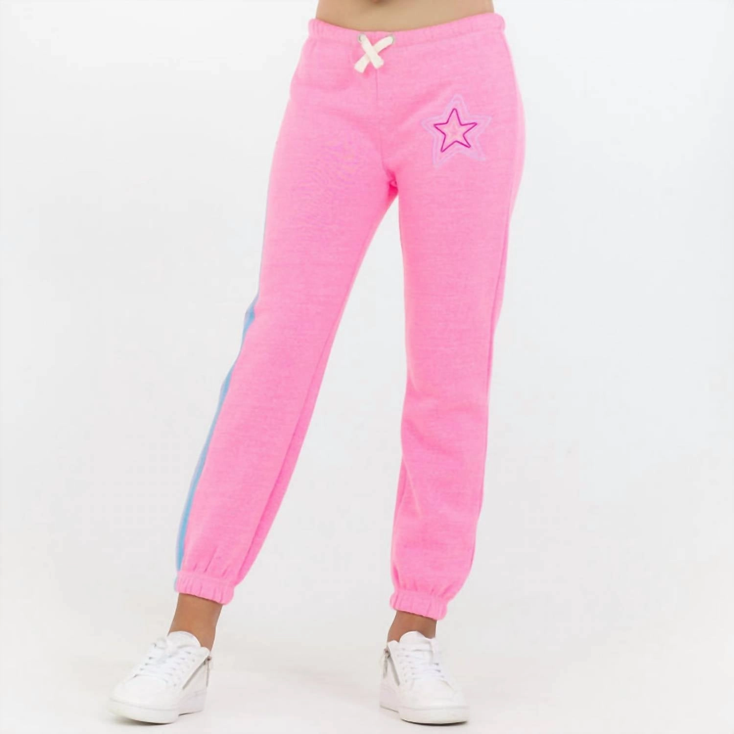 Star Stitch Jogger In Neon Pink Plus-size option Quick Cool