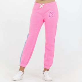 Star Stitch Jogger In Neon Pink Plus-size option Quick Cool