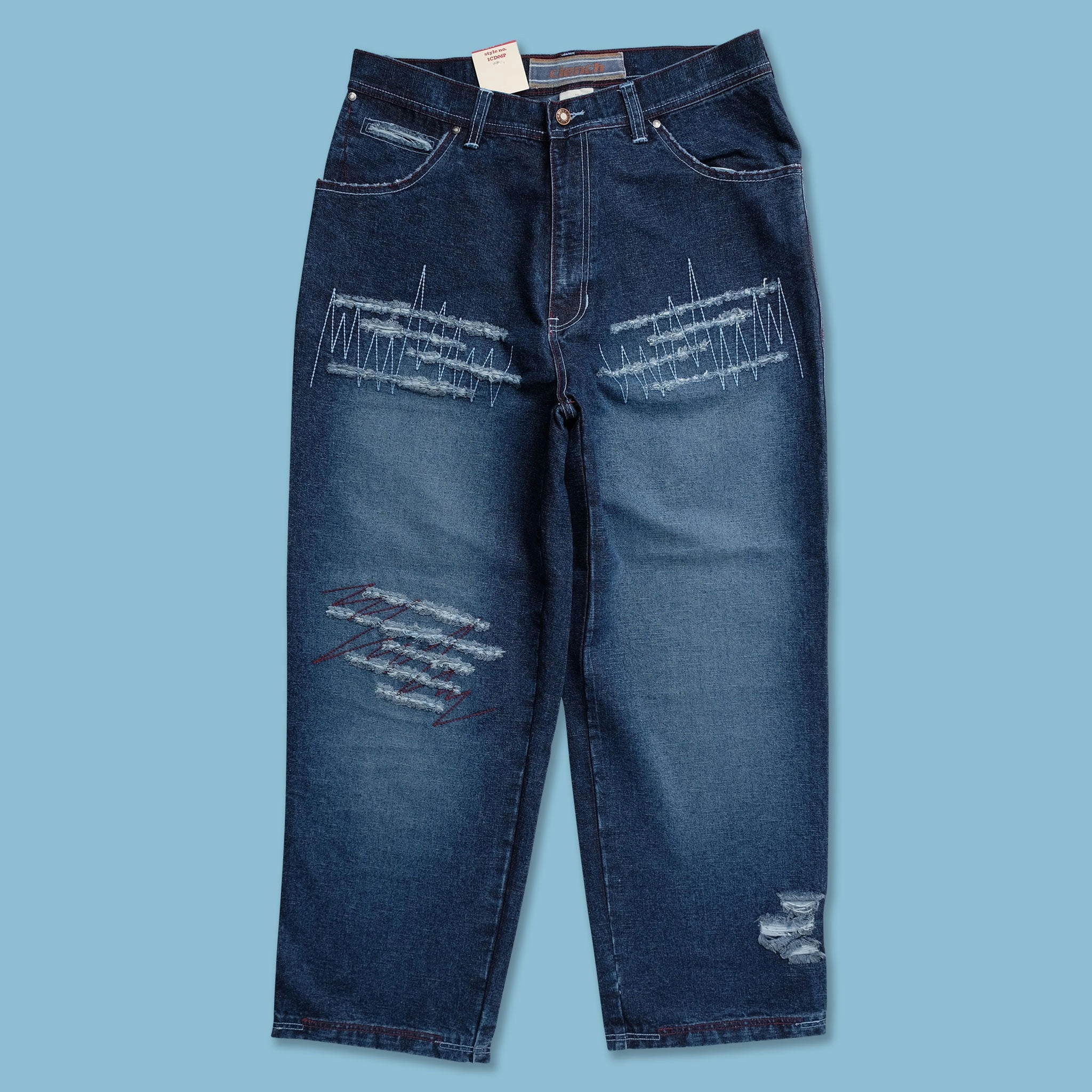 Y2K Clench Baggy Pants 36x30 Laser cut