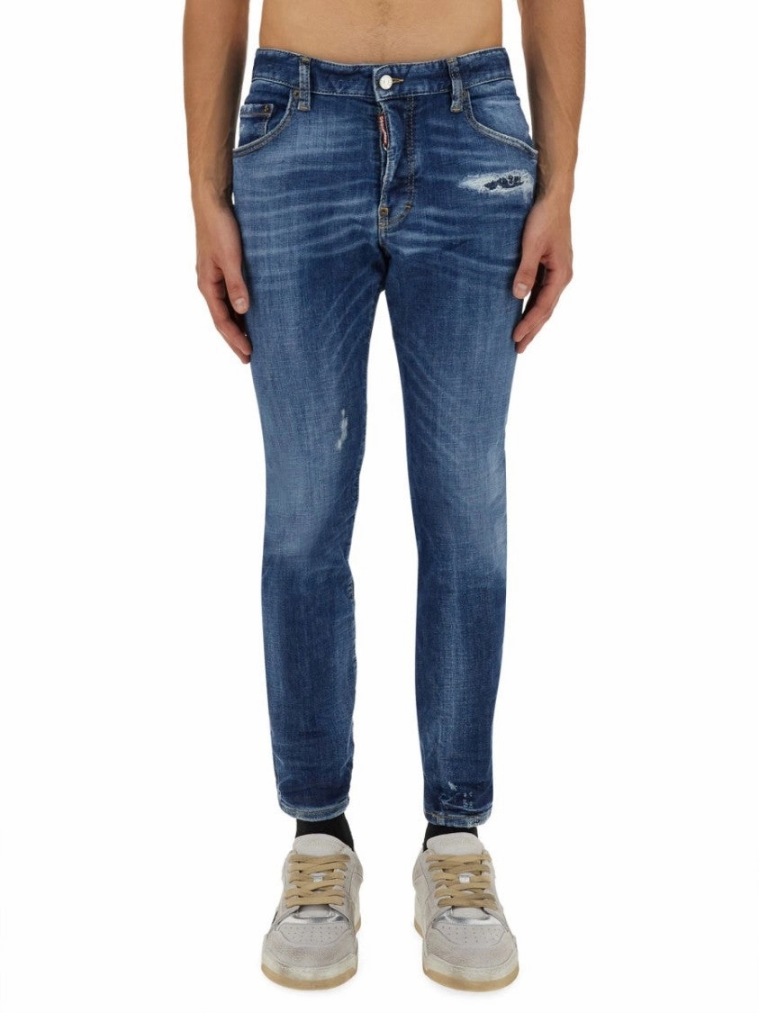 Vintage Inspired Weave Multi Pocket Utility Skater Jeans