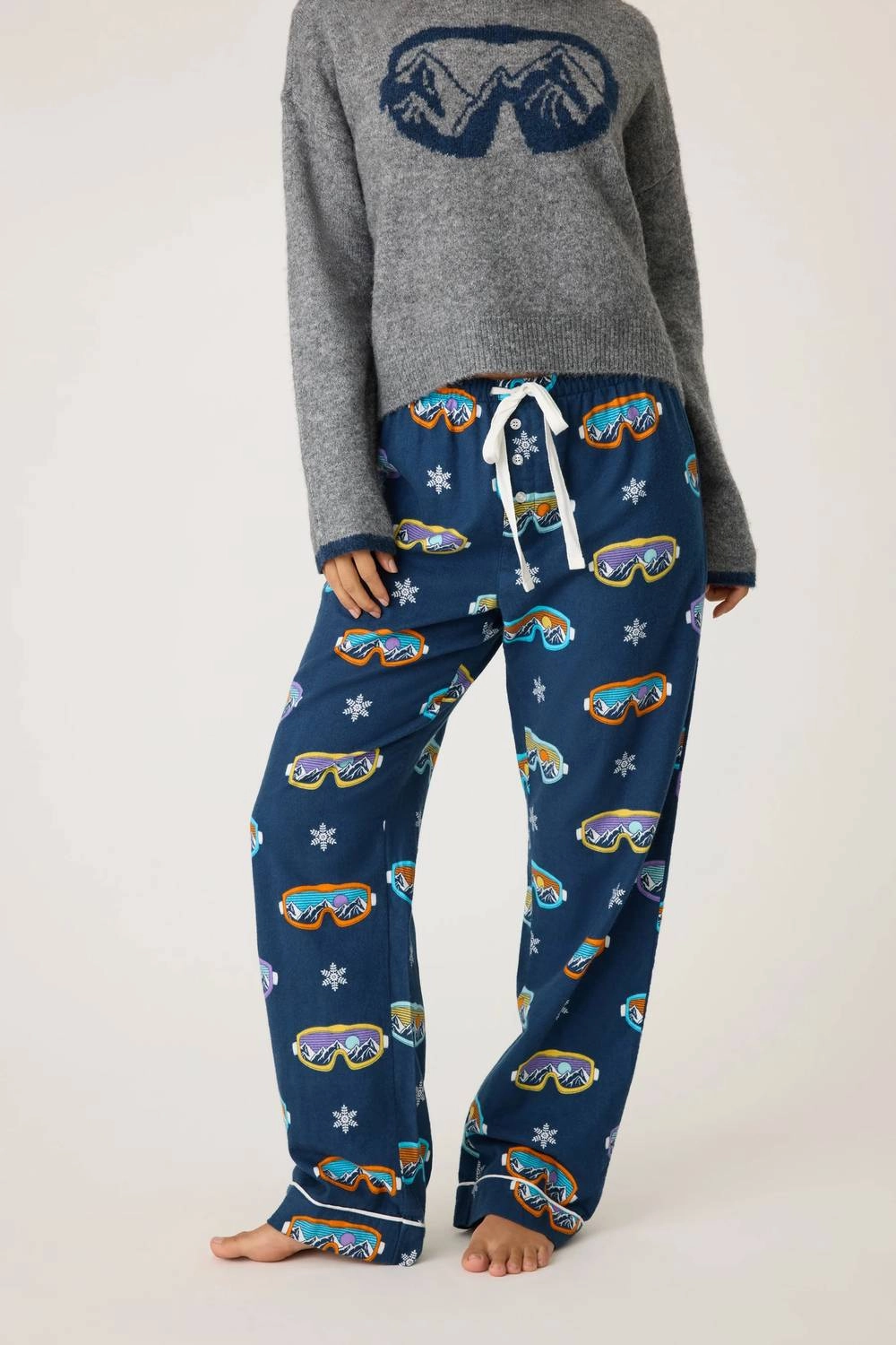 NoSlip Grip Thermal Insulation Layer Ski You Later Flannel Pant In Navy