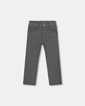 Stretch Jacquard Pants Grey Herringbone Hidden Pocket System Ultimate Comfort