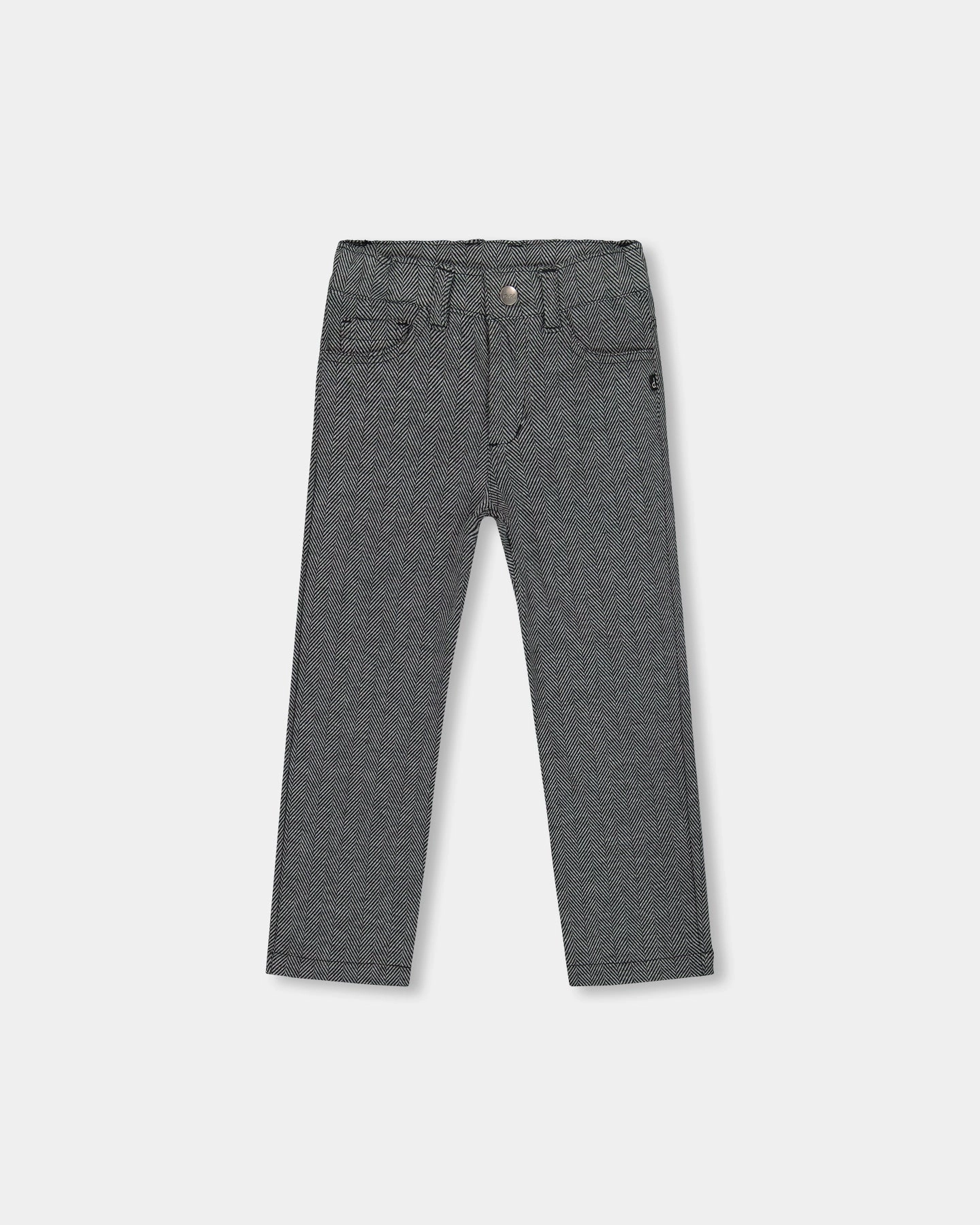 Odor Control Tech Durable Activewear Stretch Jacquard Pants Grey Herringbone