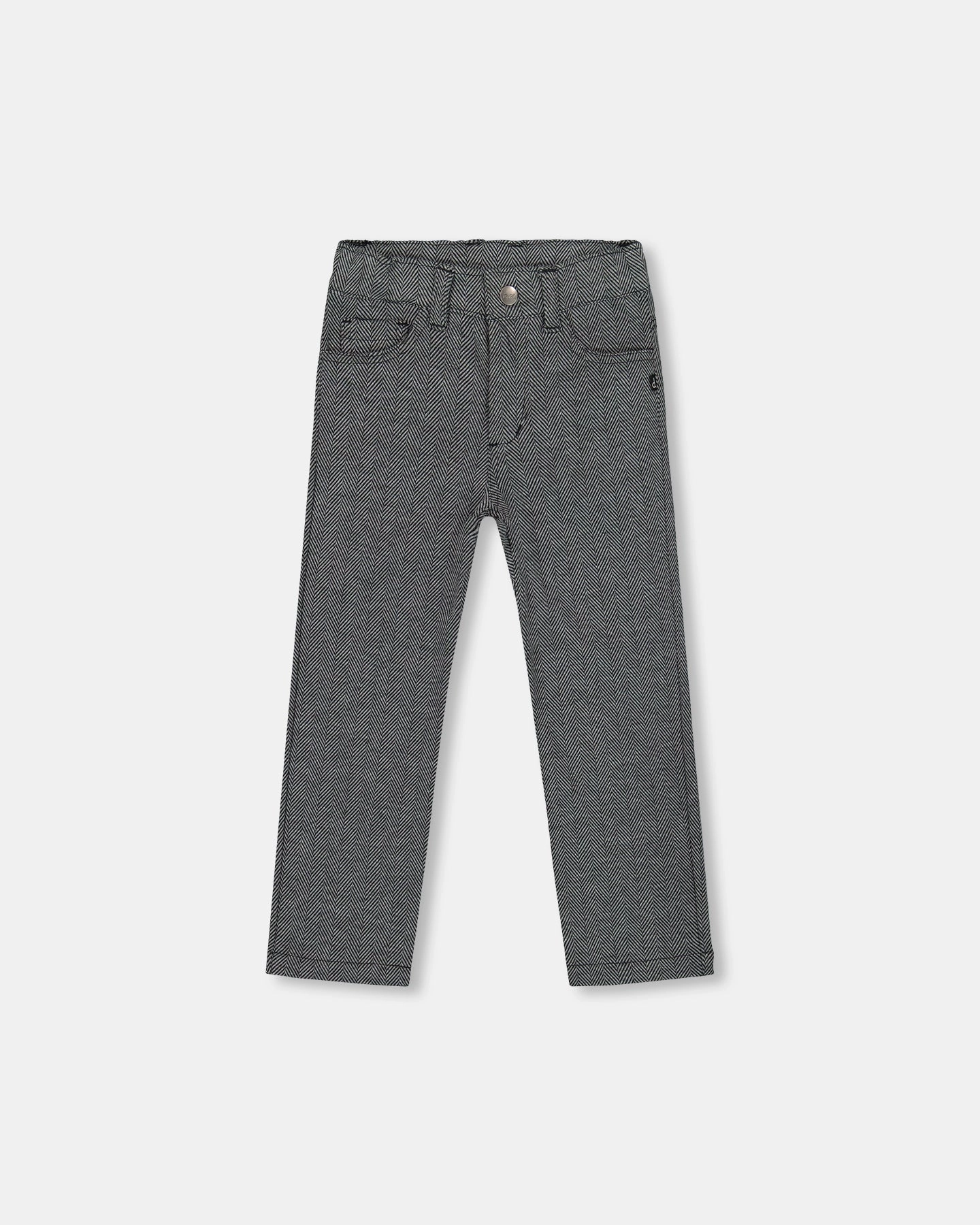 Quick Dry Technology Stretch Jacquard Pants Grey Herringbone
