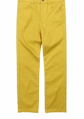 Skinny Twill Pant In Gold Eco Friendly Fabric NoBuckleDesign