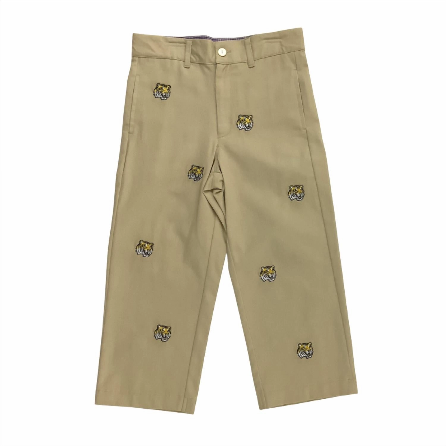 Ripstop Reinforcement Flattering Comfort Boy's Lsu Collegiate Hand Embroidered Pants In Khaki