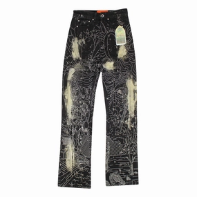 Simple Wear Who Decides War Blanched Duality Embroidered Denim - Black