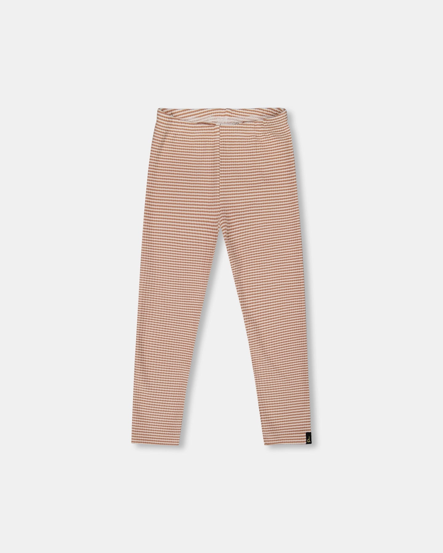 Rib Striped Leggings Beige and Off-White Hidden pockets